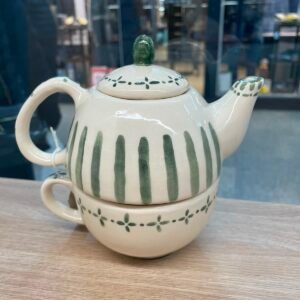 Set taza y tetera ceramica Diseño verde