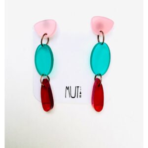 Aros Ovo XL rosa, verde translúcido y rojo translúcido