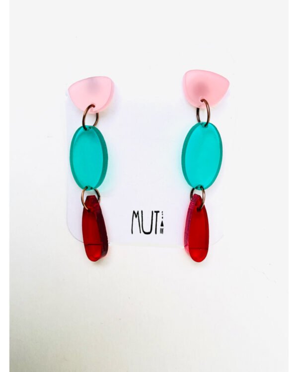 Aros Ovo XL. Rosa, verde translúcido y rojo translúcido