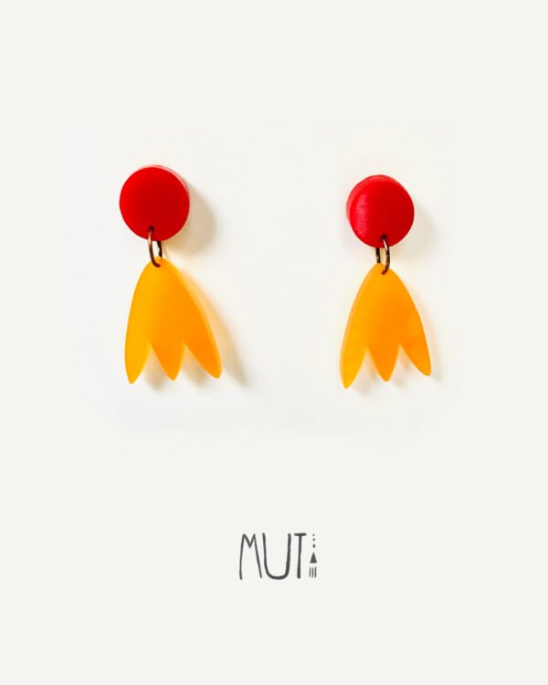 Aros Tulipán naranja y rojo. s