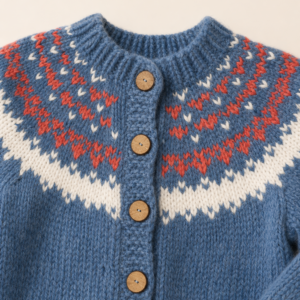Cárdigan azul jean con guarda. Talle 3