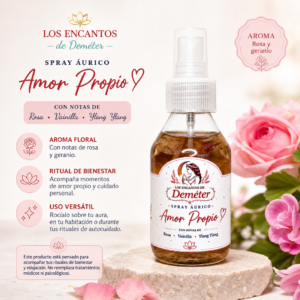 Spray áurico Amor propio con flores de bach ritualizado