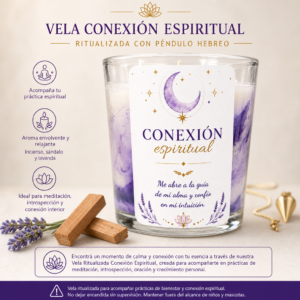Vela conexión espiritual ritualizada con péndulo hebreo