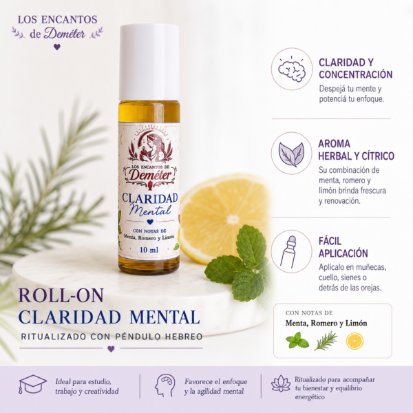 Roll on claridad mental ritualizado con péndulo hebreo