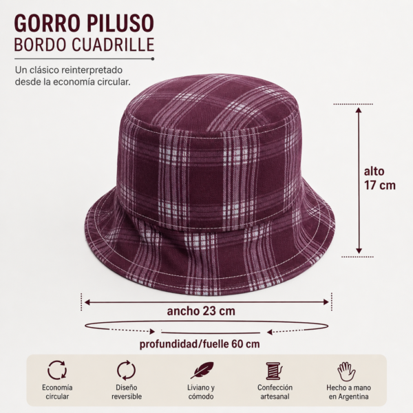 Gorro Piluso Bordó Cuadrille