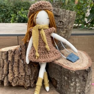 Muñeca de tela artesanal de 32 cm para decoración y regalo