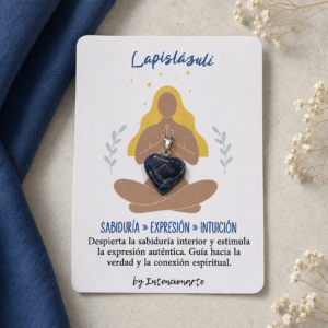Dije corazón lapislázuli con piedra natural y engarce en acero quirúrgico