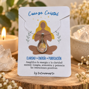 Dije gota cuarzo cristal con engarce en acero quirúrgico