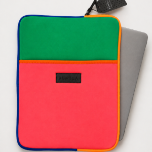 Portanotebook naranja de neopren con cierre y bolsillo frontal