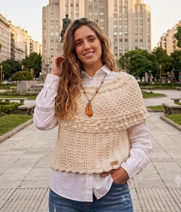 Capa/ poncho tejido en lana Profano