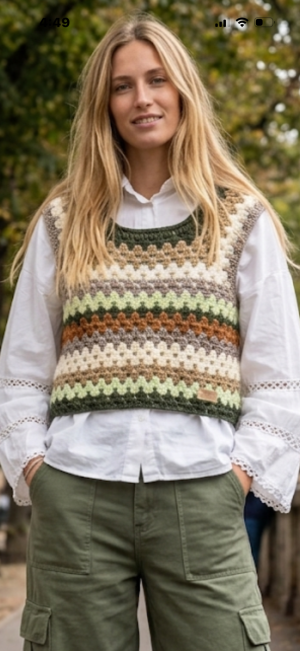 Chaleco tejido a crochet en lana Nevilan