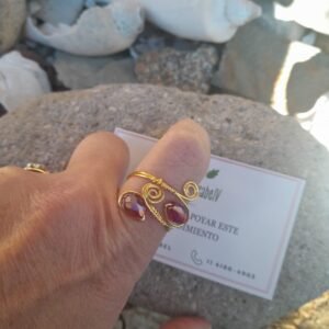 Anillo dorado doble gota regulable goldfilled con detalle en bordo