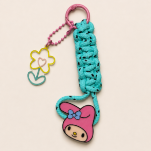 Charm My Melody verde agua tejido a mano con detalle impreso en 3D