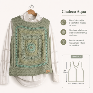 Chaleco tejido a crochet en mezcla de texturas