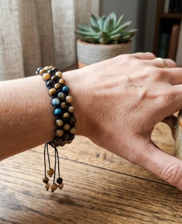 Pulsera macrame ojo de tigre