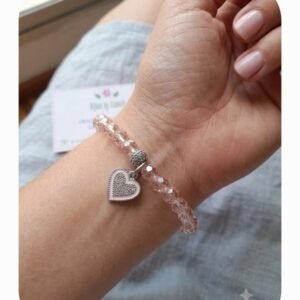 Pulsera cristales rosa corazón