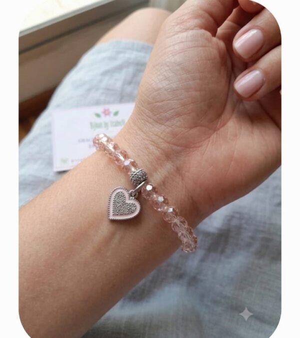 Pulsera cristales rosa corazón