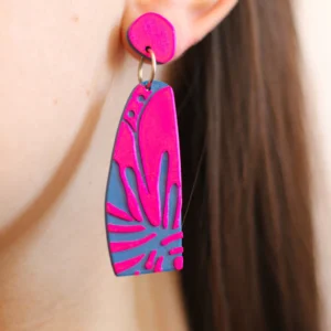 Aro lagrima floreada (Cobalto y Fucsia F