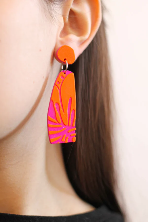 ARO Lágrima floreada (fucsia y naranja F
