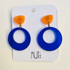 Aros movimiento azul con naranja de acrílico y acero quirúrgico