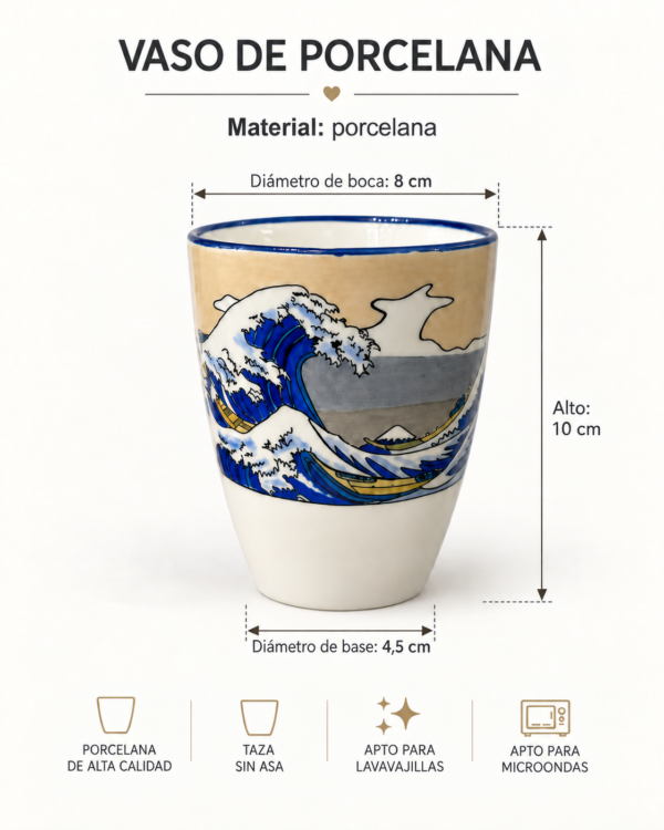 Vaso borde azul "la gran ola"