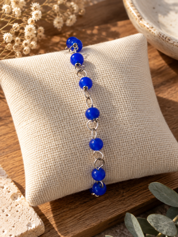 Pulsera bolita piedra lapislazuli
