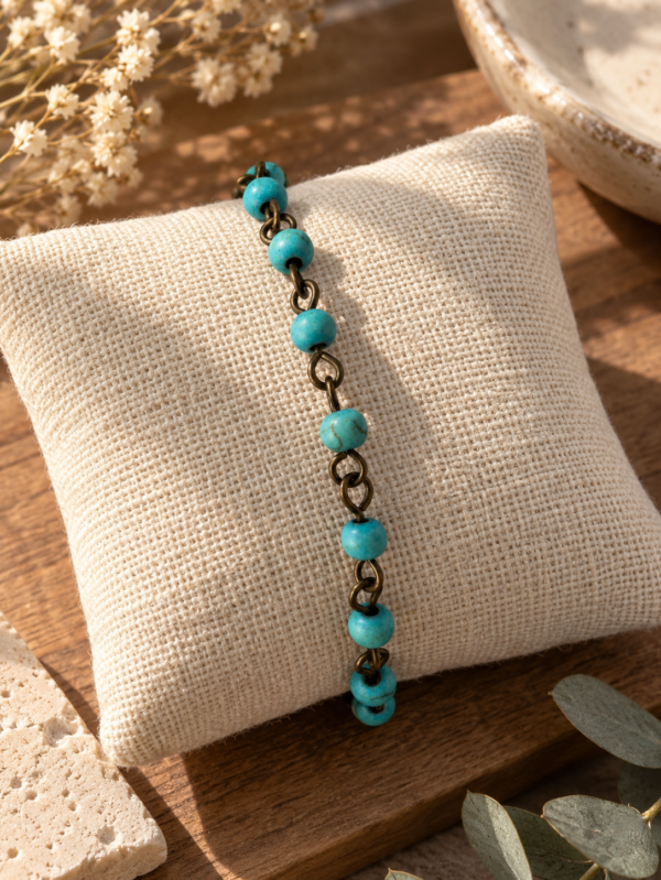 Pulsera bolita piedra turquesa
