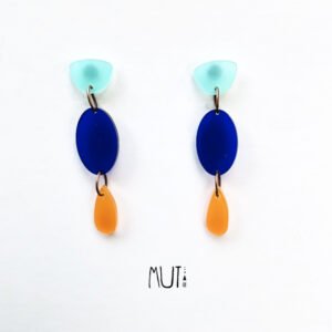 Aros geométricos XL de acrílico azul y naranja