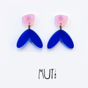 Aros Krila azul con rosa de acrílico y acero quirúrgico