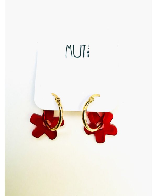 Aros Flo Rojo T, argollas doradas