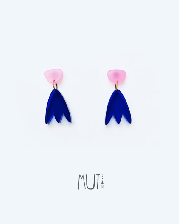 Aros Tulipán. Azul con rosa