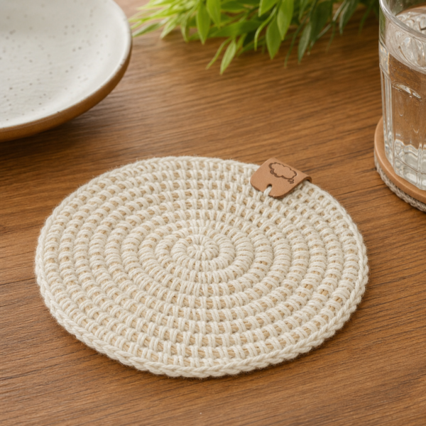 Posavasos circular de hilo sisal y algodón Color crudo