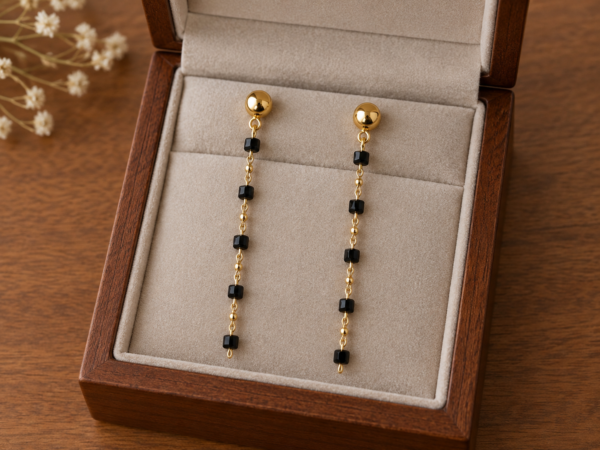 Aro cristal negro con cadena