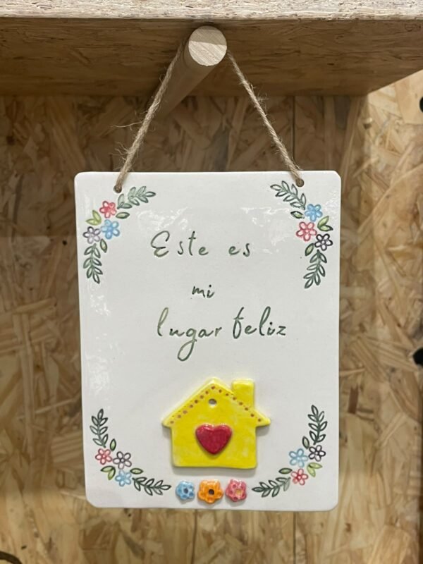 Cartel frase con caja Mi lugar feliz