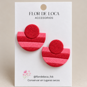 Aros barco rayas rojas y rosas hechos a mano