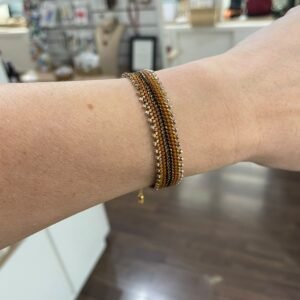 Pulsera espiga marrón artesanal con mostacillas Miyuki