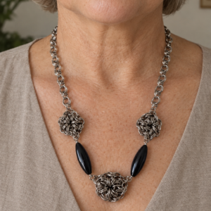 Collar Tejido medieval y piedra ónix
